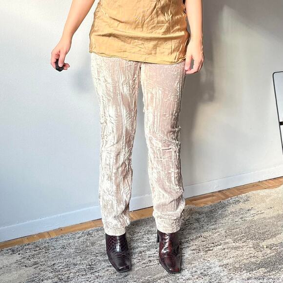 Deadstock 90s DKNY cream velvet pants - Picture 1 of 5